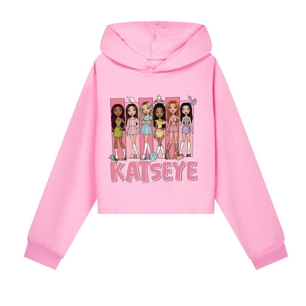 5349 Barn Flickor KATSEYE Tryckt Vardagliga Långärmade Huvtröjor