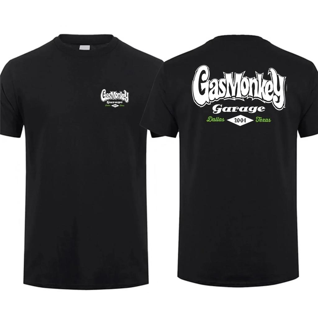 Amazing Tees Men T Shirt Casual Oversized Gas Monkeys Garage Hot Rods Circle Logo Limited Doublesided Tshirt Male Tshirts