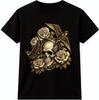Skull Rose Birds T Shirt Gothic Floral Graphic Tattoo Style Vintage Dark Tee