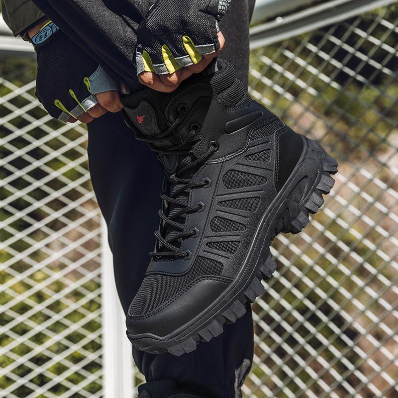 Outdoor High-top Boots Men Lace-up Breathable Anti-slip  Breathable Combat Boots Men Shock-absorbing Casual Ankle Boots Men