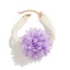 Chiffon handmade flower choker necklace, vintage beaded imitation pearl flower necklace for women, jewelry