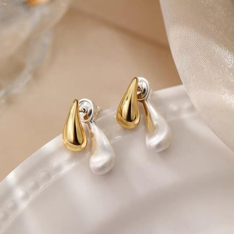 925 Sterling Silver Water Drop Stud Earrings - Light Luxury, High-End 2025 Style for Women