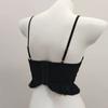 Spaghetti Strap Lace Up Vest Top Close-fitting Fishbone Vest Solid Color Sleeveless Crop Top  Bar