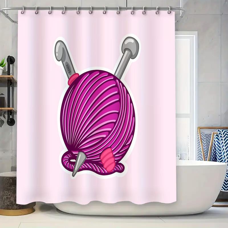 

Knitted Yarn Ball Shower Curtain Cute Knitting Pattern Bathroom Decor Washable Fabric Home Decor Vintage Aesthetic Room Divider W60H190(CM)-1 Pcs
