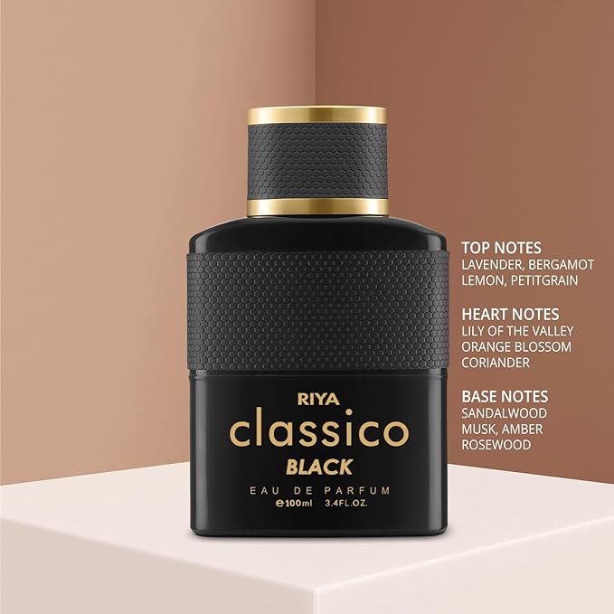 RIYA CLASSICO For Men & Women Eau De Parfum Spray Fruity Amber 100 ML /A Timeless Scent of Self-worth (Classic Black)