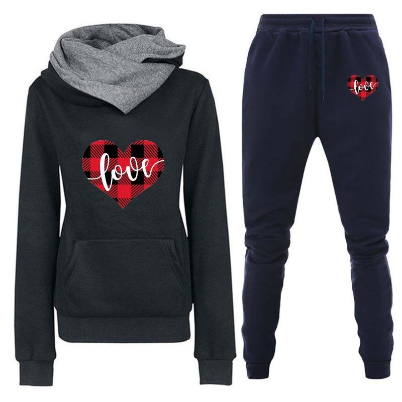 2024 Spring and Autumn Winter New Velvet Hooded Sportswear Set for Women, Hoodies, Pants, Women's Clothing