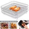1/3Layer Stainless Steel Air Fryer Accessories Stackable BBQ Non-Stick Airfryer Tray Wire Rack Basket Kitchen Gadgets