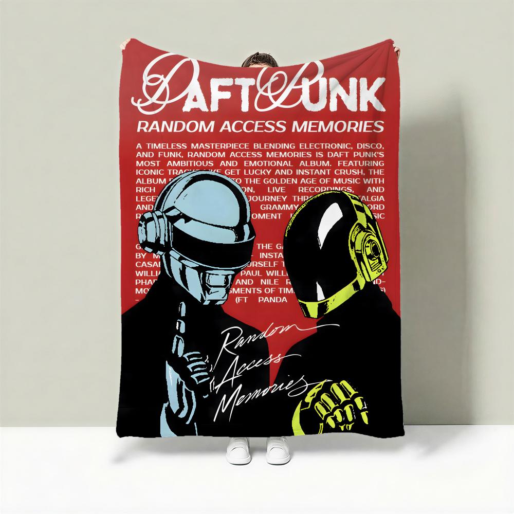 Band D-Daft Punk Throw Lightweight 240g Flannel Blanket Soft Skin-friendly for Summer Cooling 75X95CM