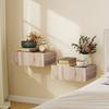 Set of 2 Wall-Mounted Nightstands, Sliding Drawer, 40x30x15 cm, Oak