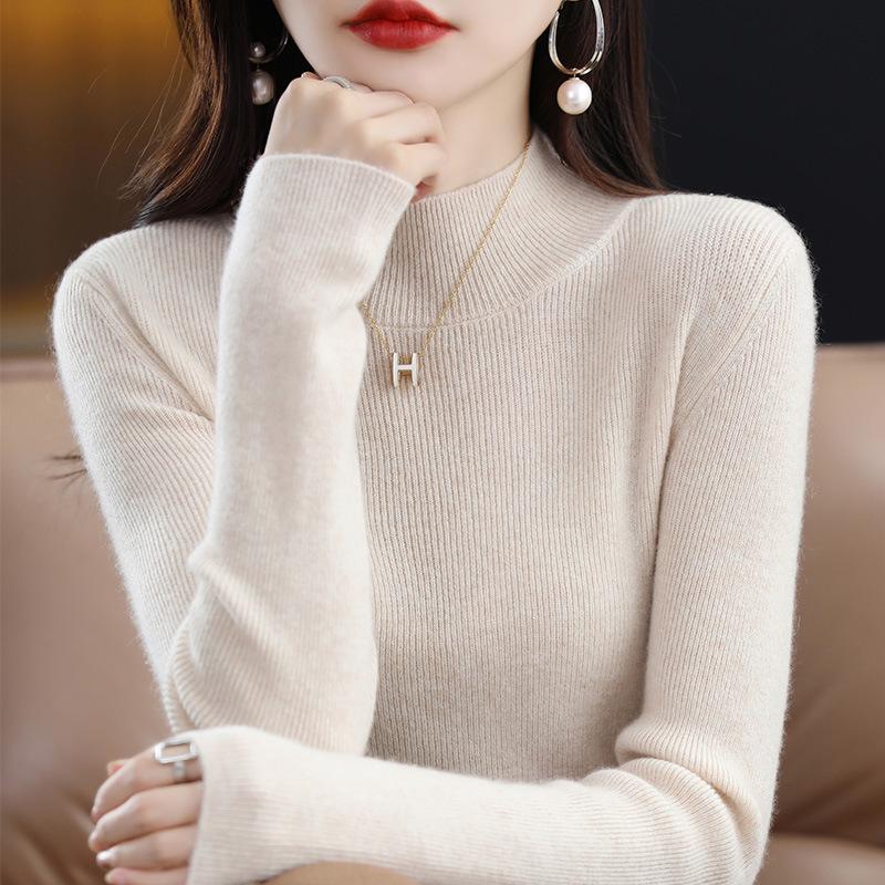 Siping Stitch Women's Half-High Collar Sweater: Autumn/Winter Slimming Knitwear