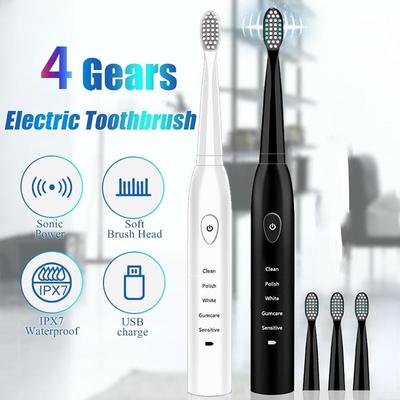 Powerful Ultrasonic Electric Toothbrush USB Charge Rechargeable Washable Whitening Teeth Tooth Brushes
