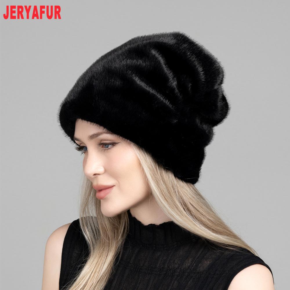 JERYAFUR Women Faux Fur Slouchy Winter Hat, Soft Plush Warm Ladies Beanie Cap for Cold Winter Outdoor Wear