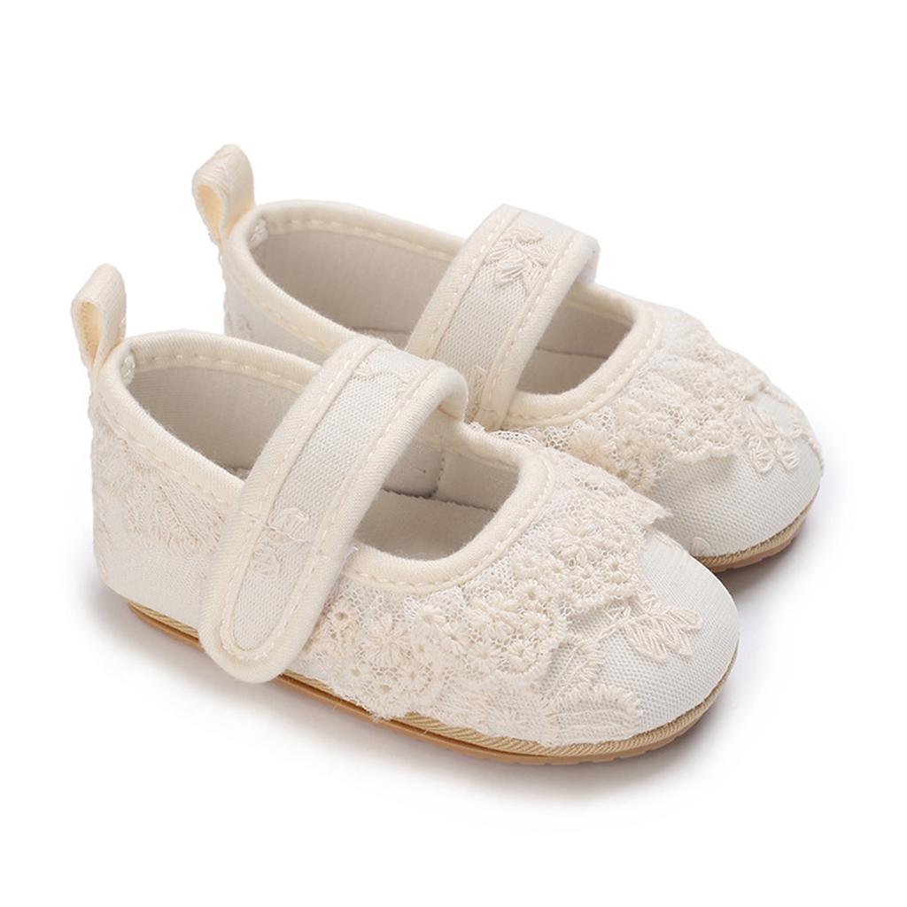 Baby Girls Princess Shoes, Soft Bow Embroidery Flower Non-slip First Walker Shoes Toddler Shoes 0-18M