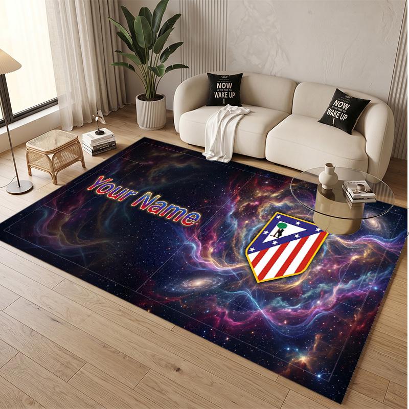 Personalized Crystal Velvet Carpet Atletico Madrid FC Pattern Non Slip Floor Rug