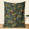 Dschungel-Leopard & Tropisches Blattmuster Fleece-Decke Dunkelgrün Safari-Tier-Überwurf Für Boho-Wohnkultur & Tierwelt-Ästhetik