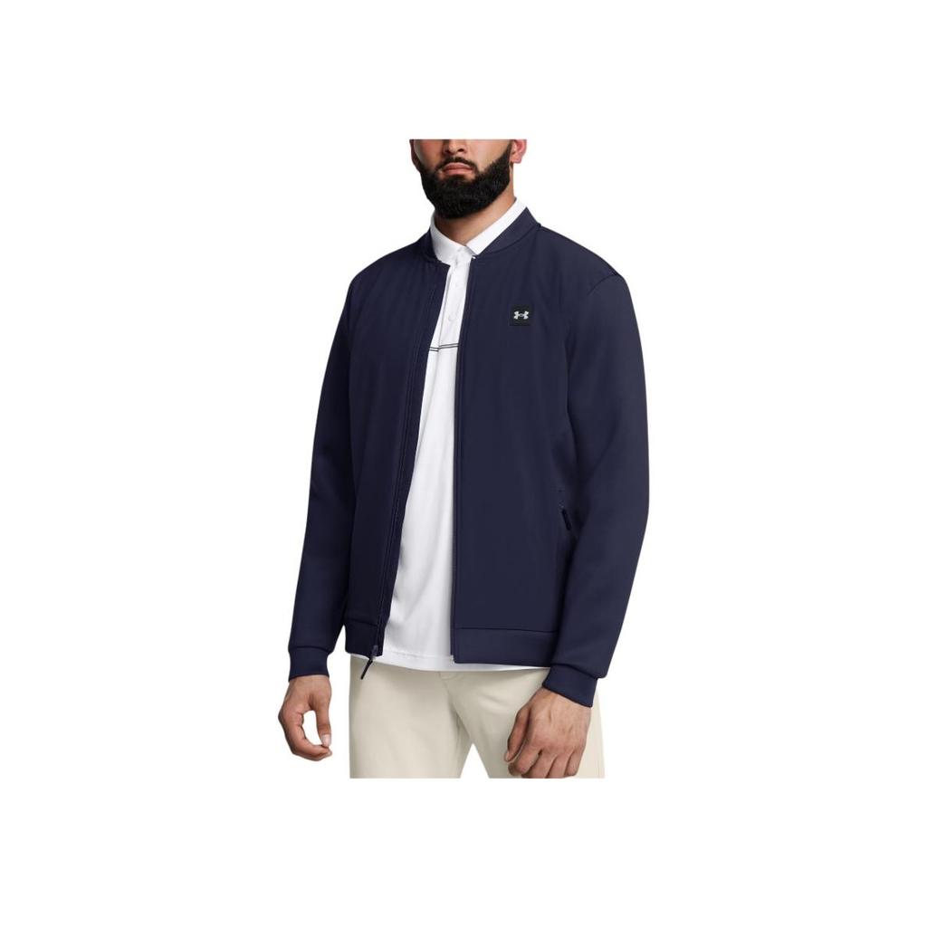 Under Armour Drive Pro Storm FW24 Hybrid Loose Waterproof Warm Zip Long Sleeve Jacket Men Jacket Midnight-Navy Metallic-Silver 1387117-410