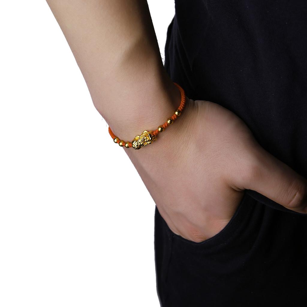 Handmade Alloy Bead Pi Xiu Bracelet With Adjustable Red Cord For Travel And Gifts