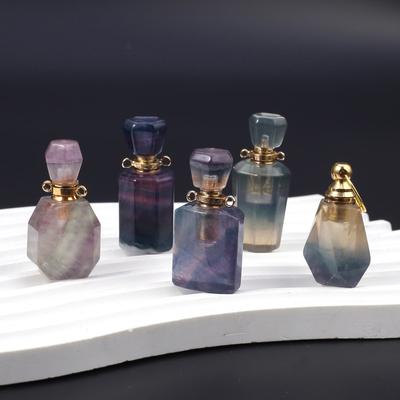 1Pc, Natural Stone Perfume Bottle Pendant, Boho Women Girl Fluorite Charms for Jewelry Making DIY Necklace Accessories, Valentine's Day Love Gifts