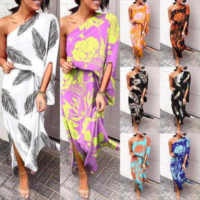 Women's Summer Off-Shoulder Loose Waist Printed Dress OM10090