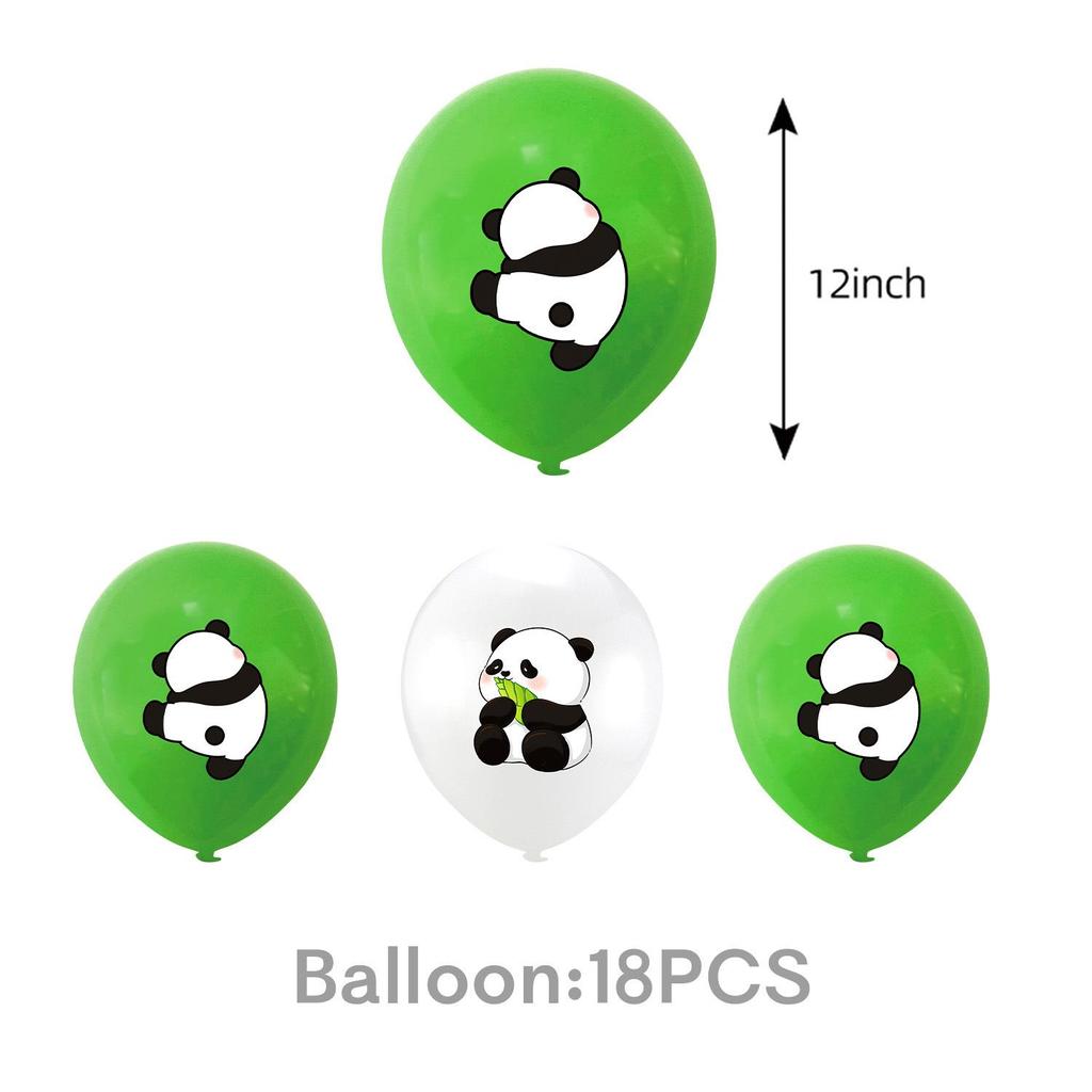 Bamboo Panda Theme Birthday Party Tableware Set: Disposable Tablecloth, Plates, Napkins, Cups, and Pull Flags
