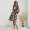 YYFS Women's Fashion Summer Spring Floral Print Long Sleeve O-Neck Casual Dresses
