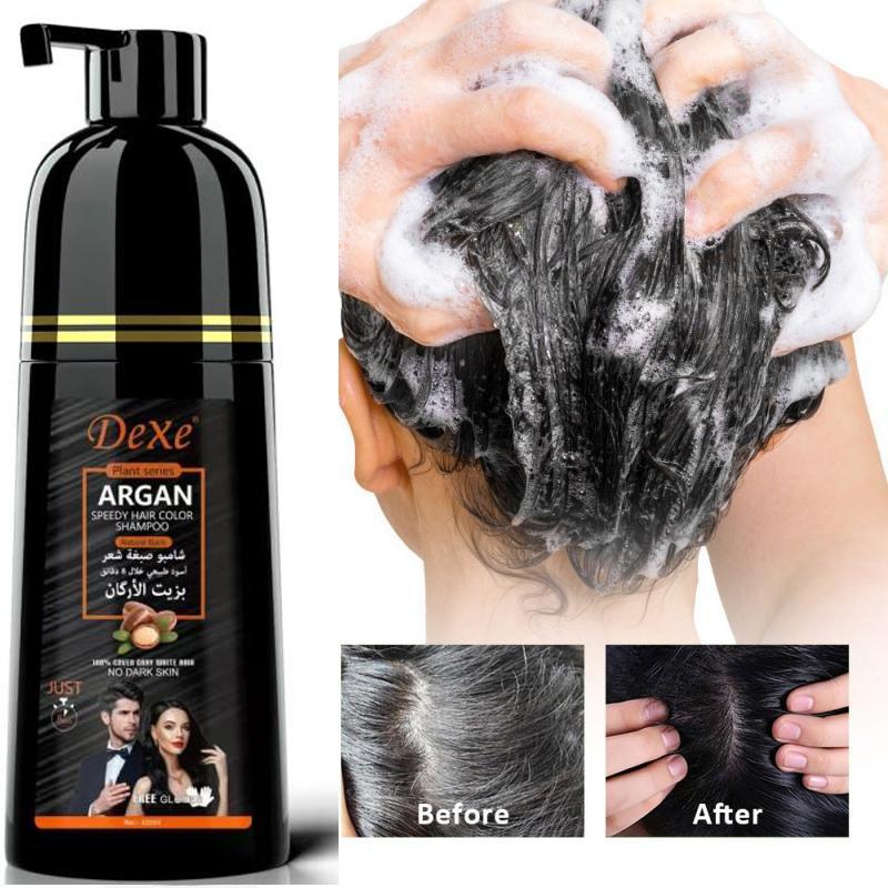 Organik Doğal Argan Hızlı Saç Boyası Şampuanı Siyah Saç Rengi Boyası Gri Beyaz Saçları Kapatmak İçin