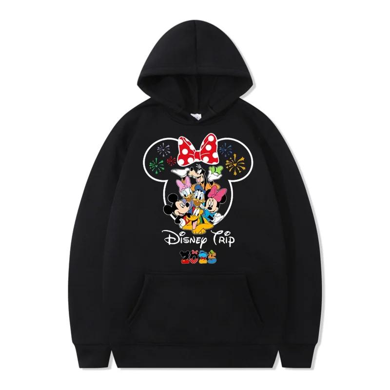 

Смешная толстовка с капюшоном Disney My First Trip 2025 с принтом Микки и Минни, топы, осенние универсальные толстовки для женщин, повседневная одежда M