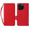 For iPhone 16 Pro Case with Wrist Strap Litchi Texture PU Leather Wallet Phone Cover