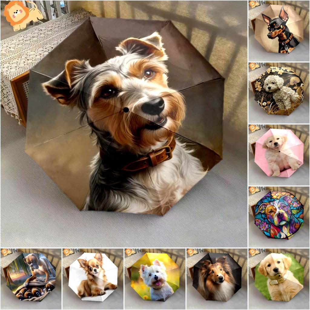 1PC Cute Dog Pet Puppy Umbrella Portable Folding Umbrella Iron Frame Hole Bone Structure Outdoor Home Umbrella A11