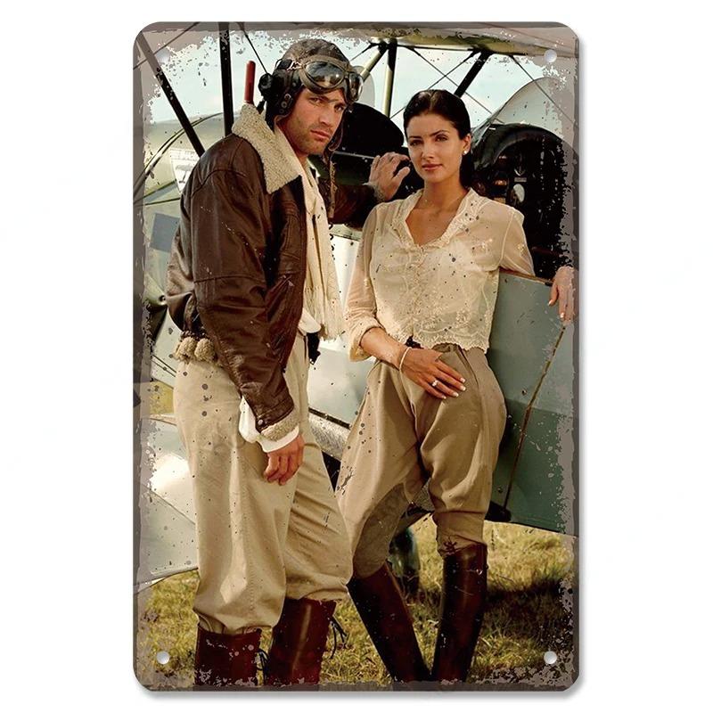 Vintage Airplane Posters Metal Tin Signs Decor Model Plane Meeting Aerien Metal Plate Wall Decor Bar Club