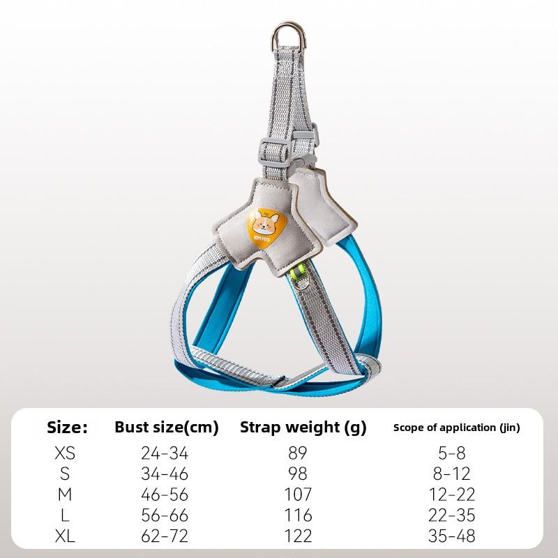 

Легкий нагрудный ремень Y-типа для собак среднего размера, поводок для выгула собак, светоотражающий поводок для домашних животных XL