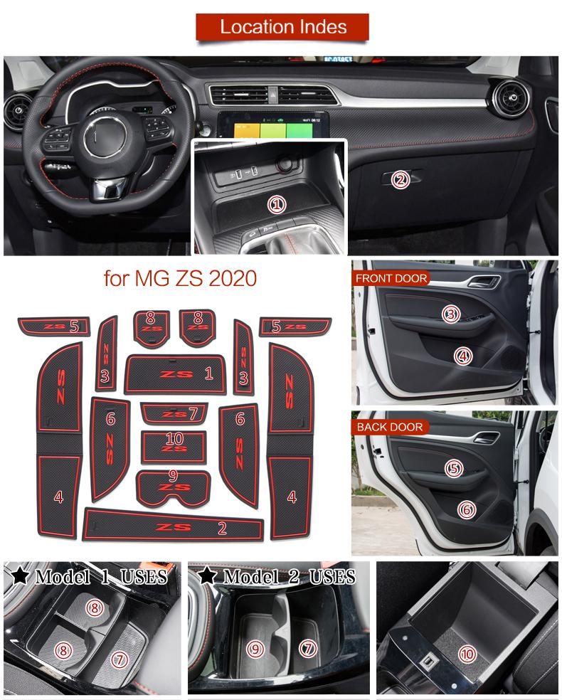 Anti-Slip Gate Slot Cup Mat Fit For MG ZS 2017-2024 Accessories Door Groove Non-Slip Pad Rubber Coaster