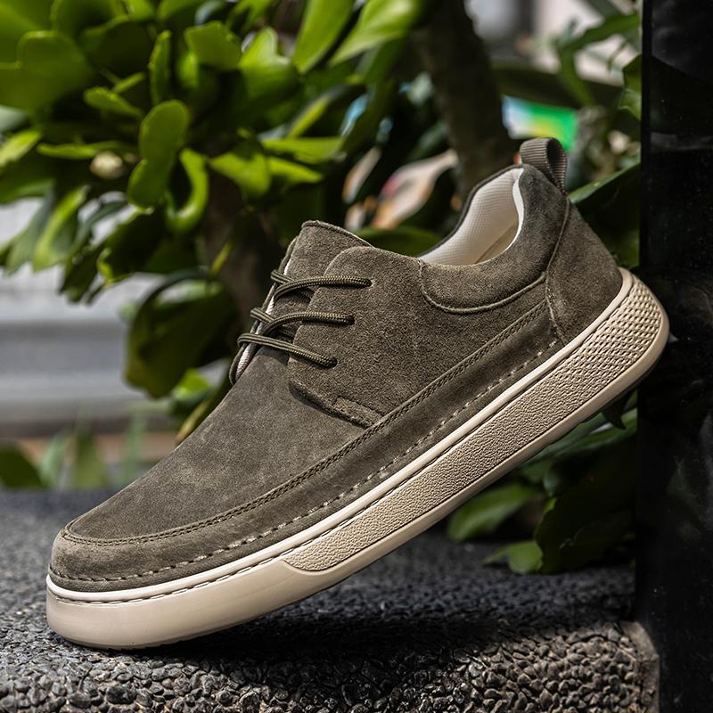 Hot Sale Mens Suede Leather Casual Shoes Soft Sole Lace-up Oxford Shoes Leisure Walk Male Sneakers Lightweight Driving Footwear