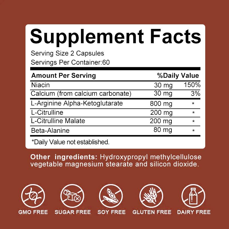 Niacin, calcium, vitamins, Sports Nutrition Supplements, 120 Capsules