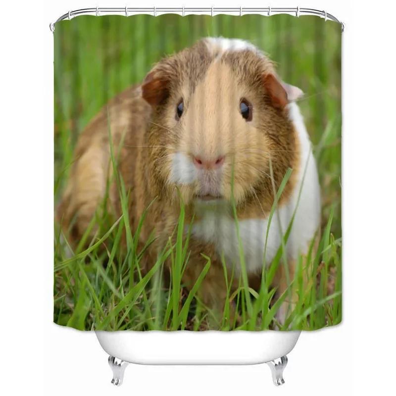Custom High Quality Guinea Pig Shower Curtain Waterproof Bathroom Polyester Fabric Bathroom Curtain