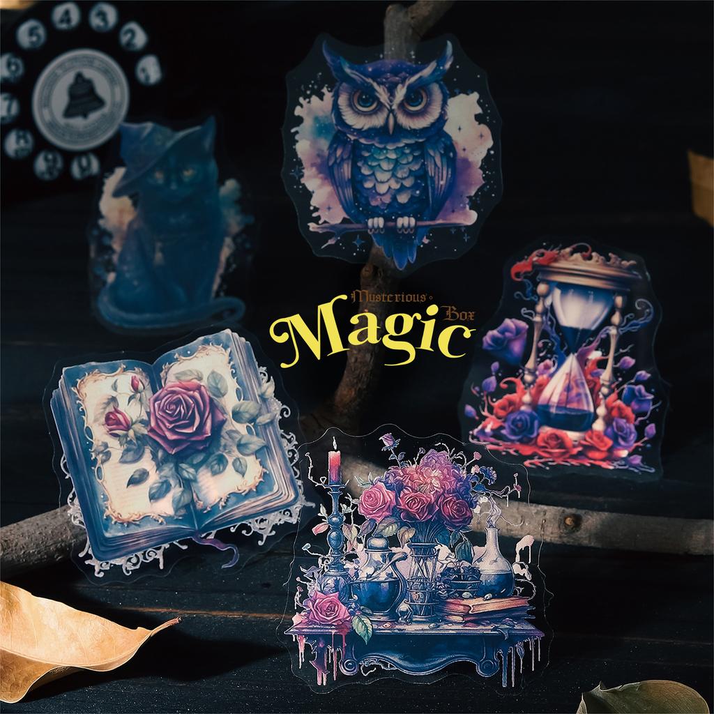 Retro Gothic Style PET Stickers Collage Clipbook Diary Scrapbook Decoration Materials Mysterious Magic Box Series Pasters 20 Pcs/ Pack