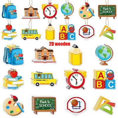 Back To School 2D Wooden Ornament Back To School Party Hanging Decor Teacher Appreciation Cutouts First Day of School Ornament