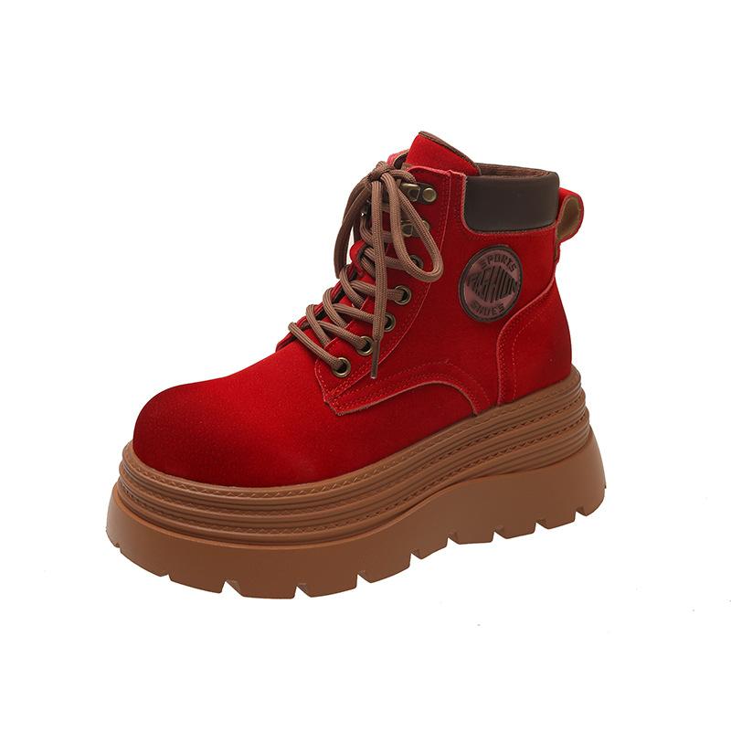 Thick-soled hollow rhubarb boots women's 2025 summer new heightening Martin boots small super fire outdoor western short boots
