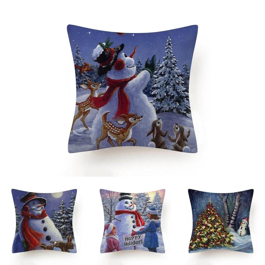 Cozy And Festive Christmas Snowman Pillow Case For Home Sofa Car Decoration Gift