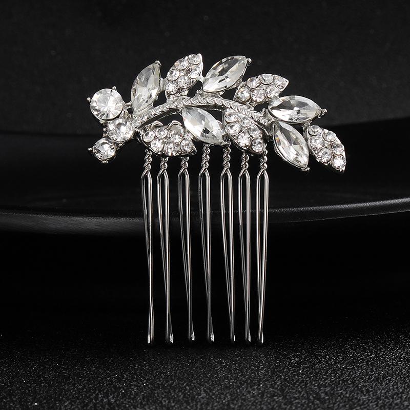 New Silver Alloy Hair Comb Handmade Pearls Rhinestones Fashion Metal Headpiece Elegant Hair Jewellery Accessory For Women