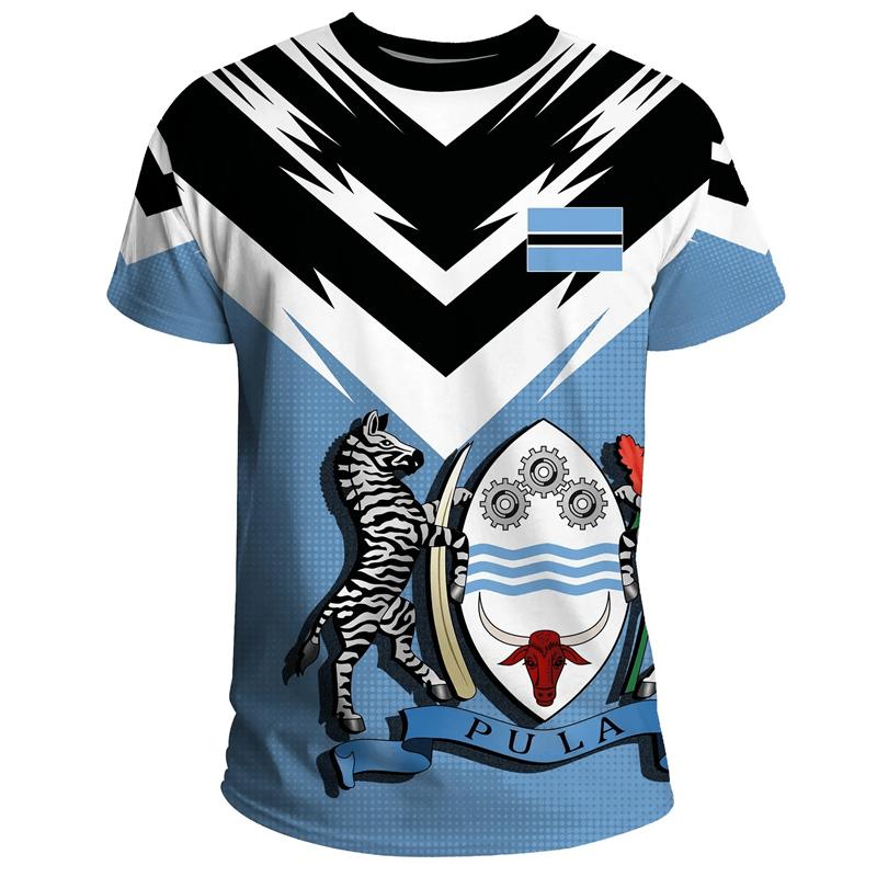 

Футболка с рисунком герба Ботсваны, мужские летние футболки в африканском стиле с 3D принтом, повседневные футболки с круглым вырезом, топы с короткими рукавами 2XL