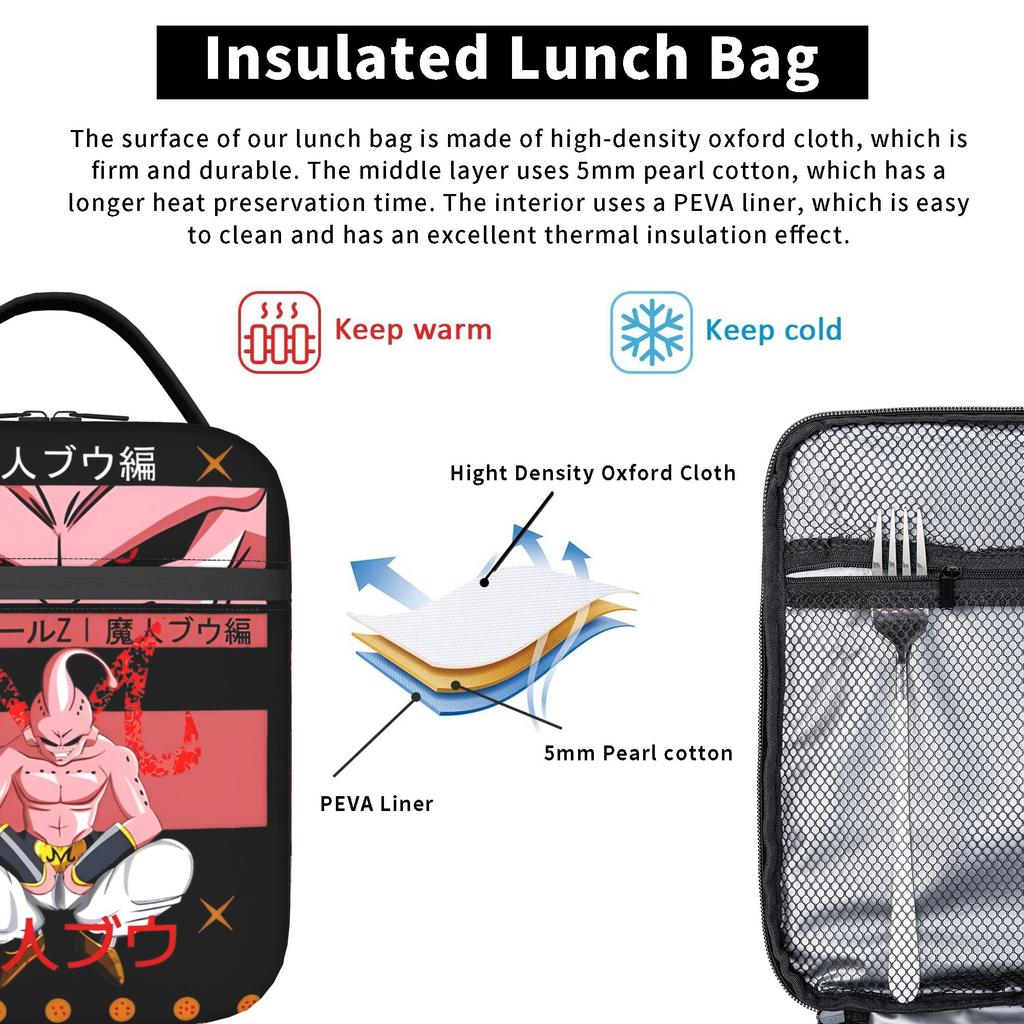 DBZ  Vegeta Ultra Ego  Anime Heat-keeping Lunch Bags Leakproof  Reusable Cooler Tote Lunch Box Work  Picnic Female Male