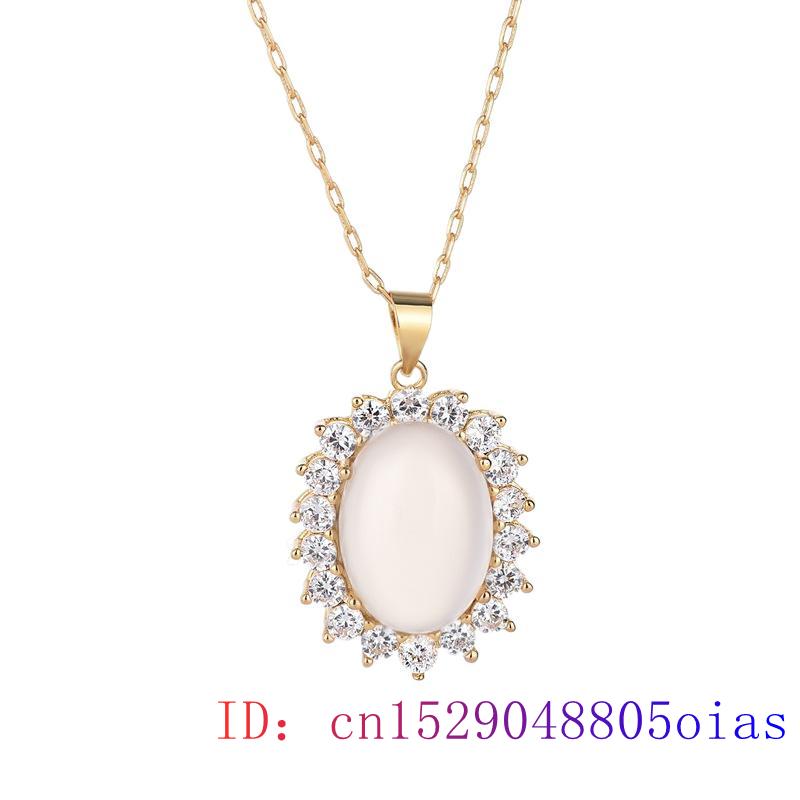 Biały Jadeit Kropla Wody Wisiorek Chalcedon 925 Srebrny Naszyjnik z Kamieniami Szlachetnymi Biżuteria Damska Amulet Kryształ Cyrkon Naturalny Moda