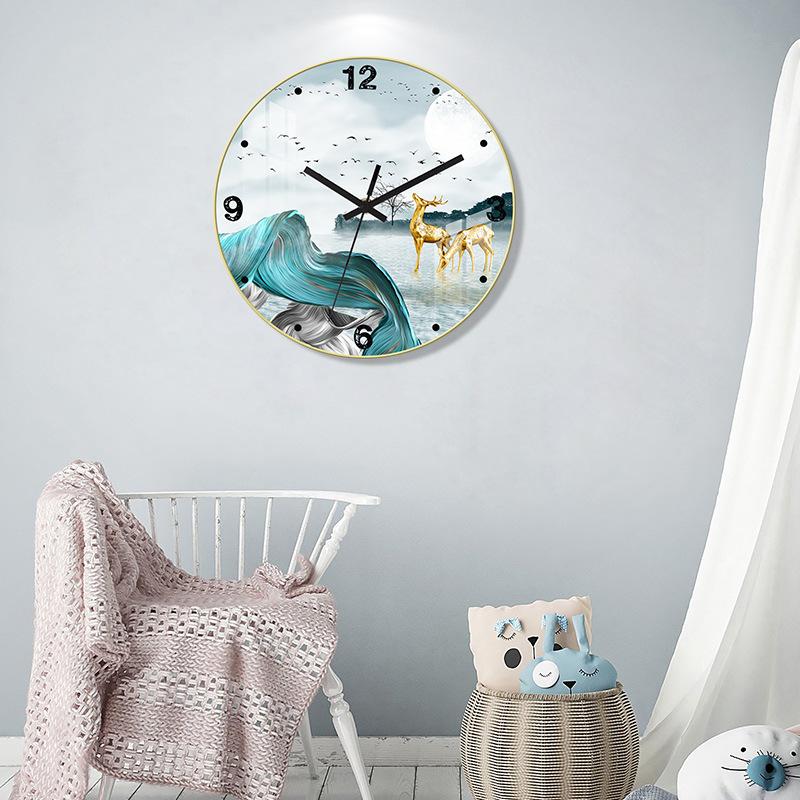 12/14-inch Simple Creative Silent Wall Clock Nordic Fashion Crystal Porcelain Clock Home Living Room Wall-mounted Glass Clock