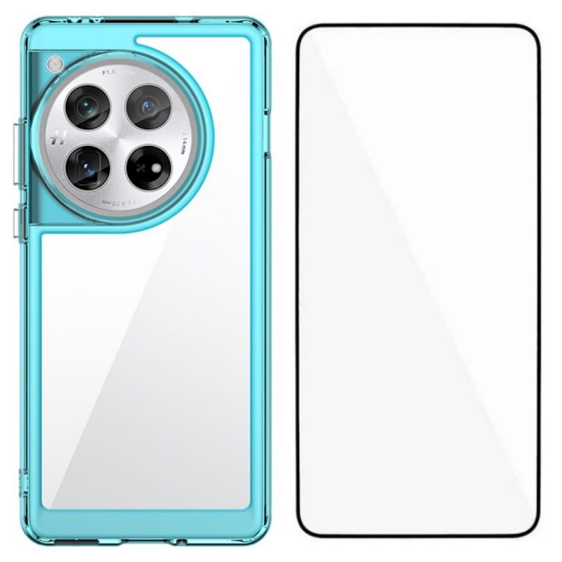 For OnePlus 12 5G Phone Case WANLONFENG XC Series TPU Acrylic Cover with Tempered Glass (Big Lens Hole)