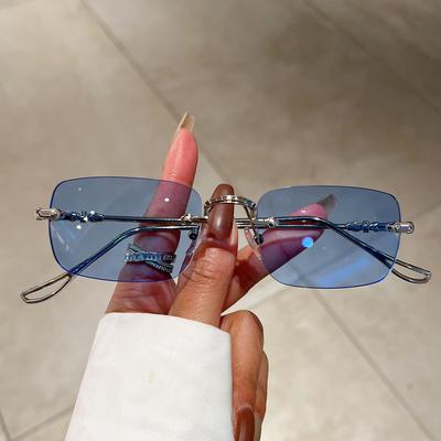 Luxury Brand Designer Square Small Rimless Sunglasses Women For Men Fashion Vintage Popular Trendy Sun Glasses Shades UV400