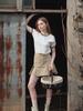 Lenina Velo Pleats Mini Skirt_Khaki
