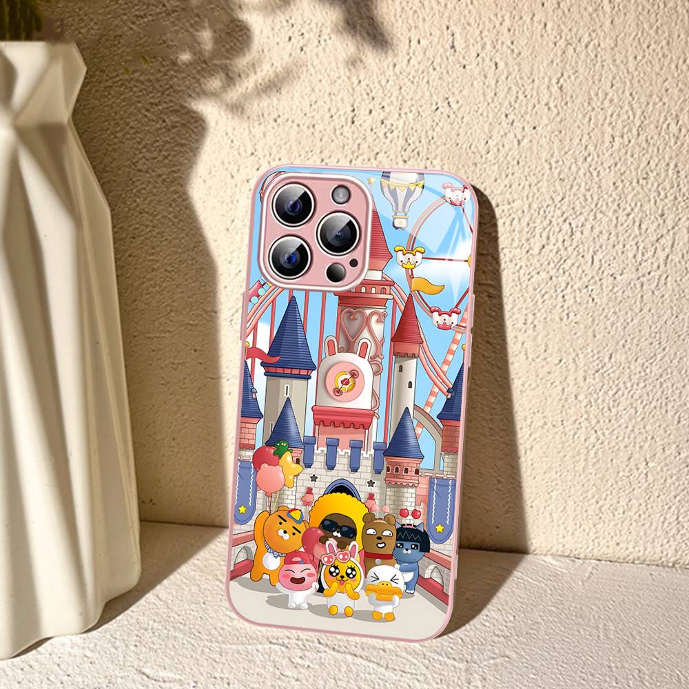 Cartoon K-KAKAO CUTE F-FRIENDS Tempered Glass For Iphone 14 13 12 11 Pro Mini XS MAX 14Plus X XS XR Fundas