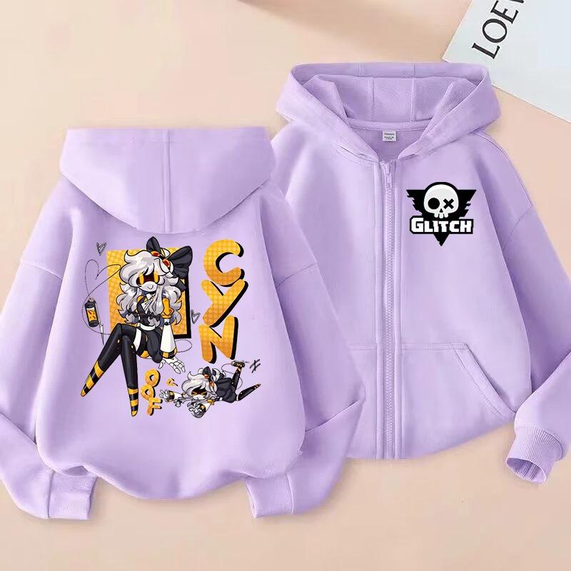 Murder Drones Zipper Hoodie Cartoon Girls Coat Fashion Zip Up Clothes Purple Autumn Jacket Kids Anime Hooded Sweatshirt Gift