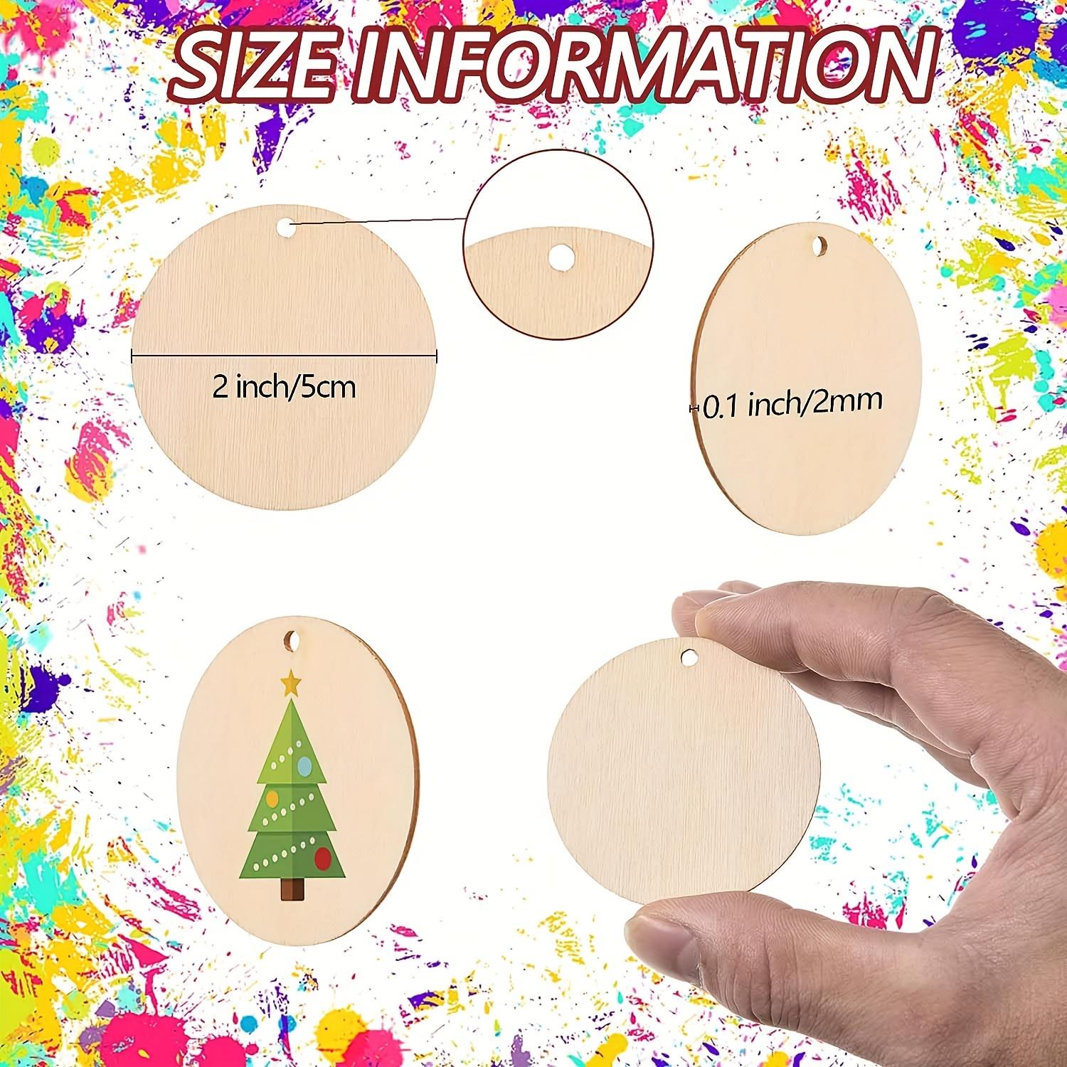 

100pcs 2in Round Wooden Slices, Small Discs with Holes for DIY Art & Christmas Ornaments Wooden disc
